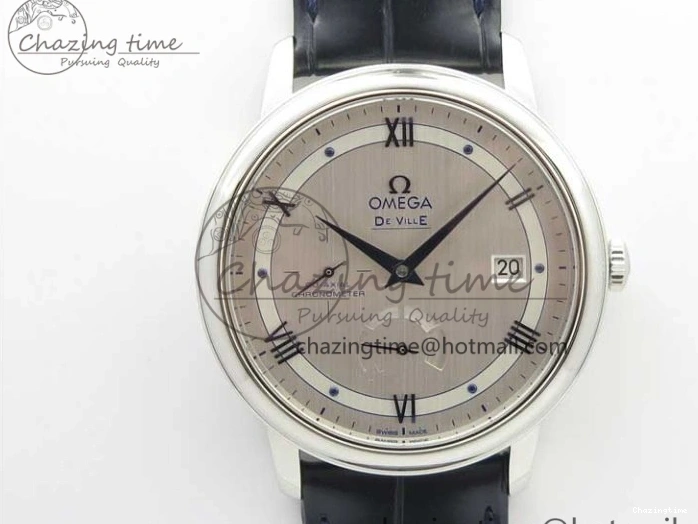 1218 Timeless De Ville Prestige Real PR SS ZF 1:1 Best Edition Gray Dial Blue Markers on Blue Leather Strap MIYOTA 7936